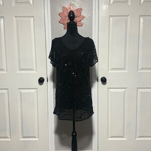 White House Black Market sequence black shirt with undershirt- size medium